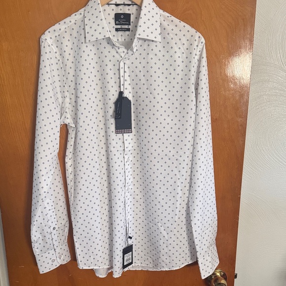 Ben Sherman Dress Shirt Mens Medium White Slim Fit - Picture 1 of 3